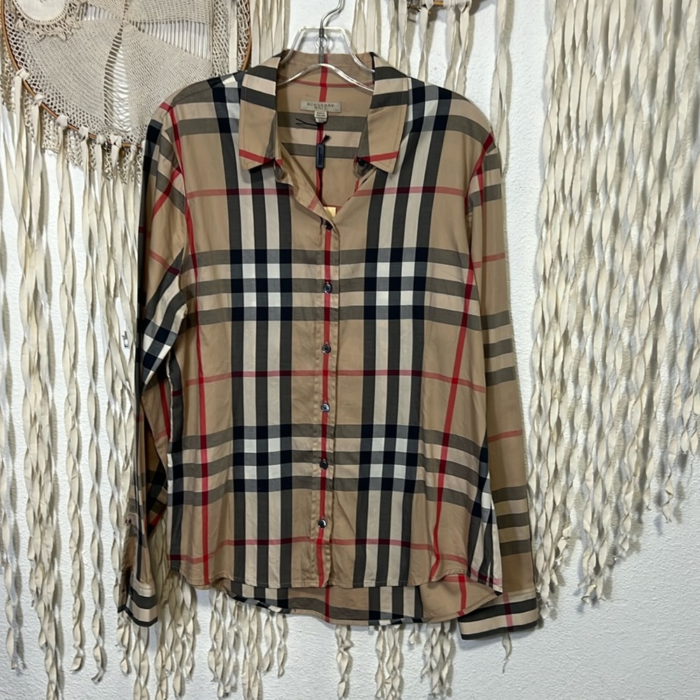 Burberry NWOT Nova Check Long Sleeve Button Down Dress Shirt Size XXL